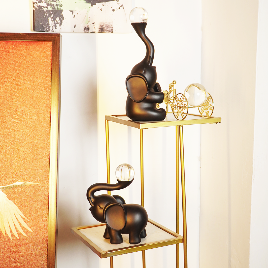 EleGlow™ Elephant Decor Showpiece – Modern Resin Art Sculpture with Light Accent set