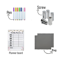 Chic Floral Acrylic Milky Weekly Wall Planner - Rewritable Wall Organizer for Home, School & Office