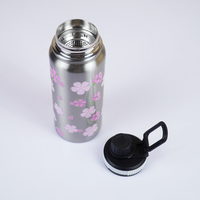 Pink Floral Stainless Steel Water Bottle