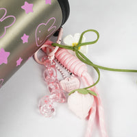 Bunny & Star Print Sipper Bottle with Charm | Reusable Travel Water Bottle | Cute Everyday Drinkware