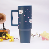 Cute Bear Stainless Steel Travel Tumbler with Handle & Leakproof Lid | Double Wall Vacuum Insulated Coffee Mug