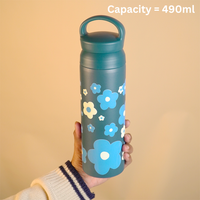 Bloom Wave Vacuum Insulated Tumbler – 490ml Hot & Cold Stainless Steel Bottle with Carry Loop Lid