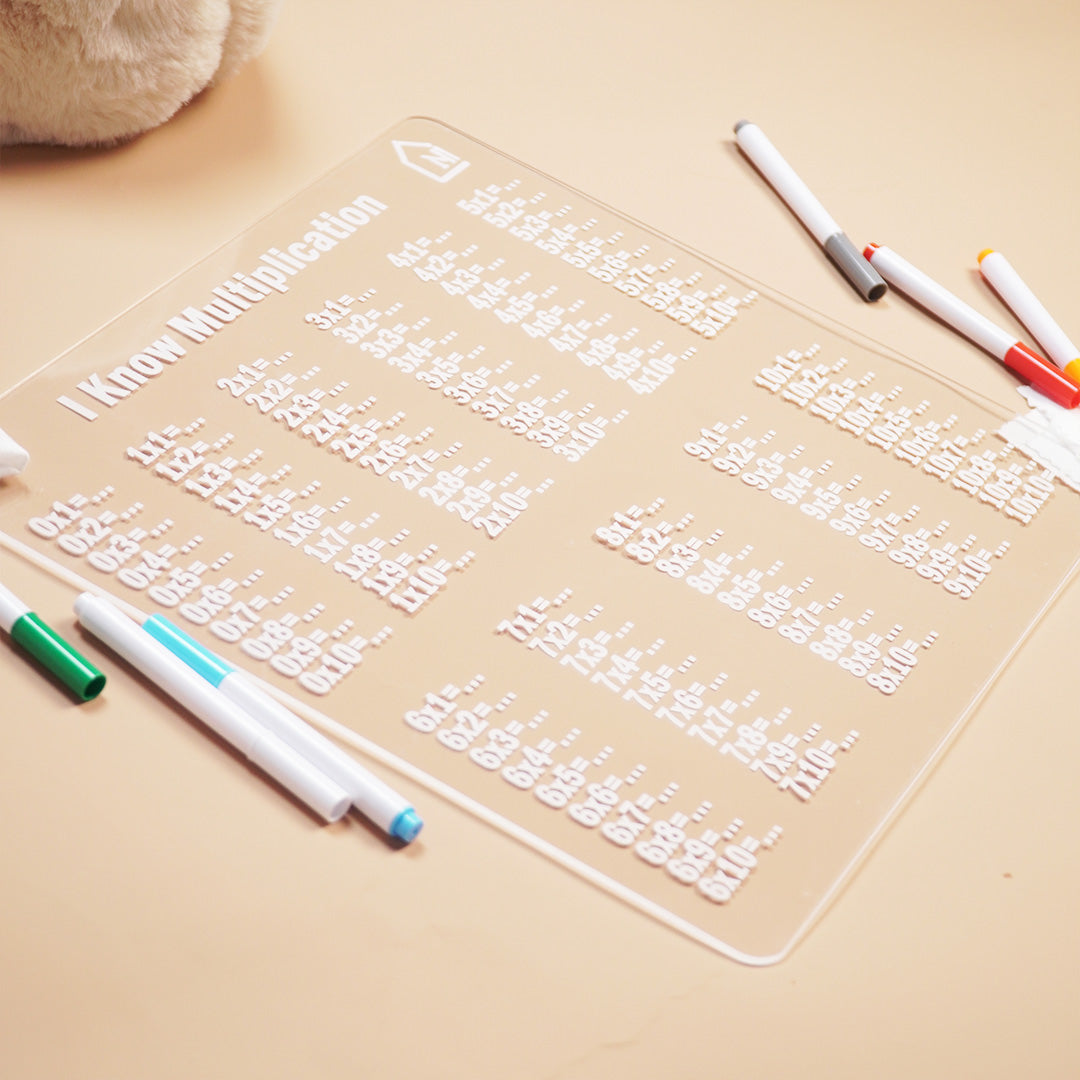 Reusable “I Know Multiplication” Practice Board for Kids | Washable Math Learning Board