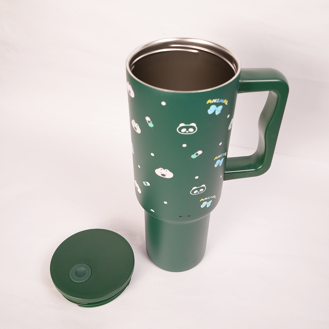 Green Animal Friend Insulated Tumbler with Handle
