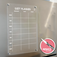 Weekly Diet Acrylic Planner| Magnetic Fridge Board with Marker Set