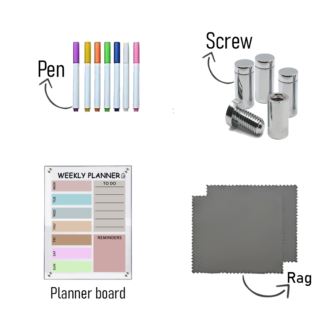 Minimal Pastel Milky Weekly Planner on Acrylic – Functional Wall Organizer with To-Do Section