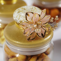 Set-4 Luxury Decorative Storage Jars Set with Pearl & Floral Lid