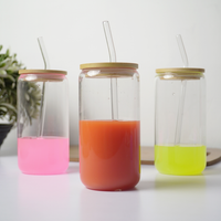 Clear Glass Tumbler with Bamboo Lid & Reusable Glass Straw