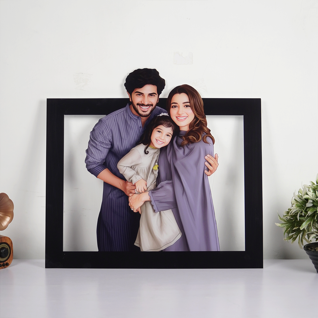 Personalized Family Photo Frame | Custom Cartoon Portrait Frame