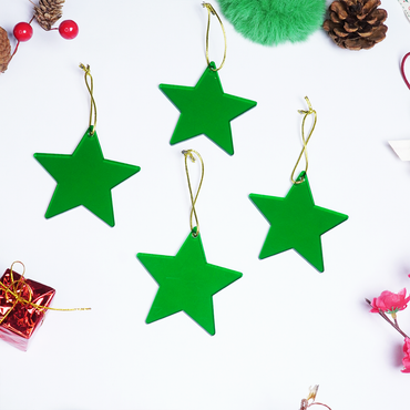 Green Star designed Christmas Decoration Ornaments- Set of 6