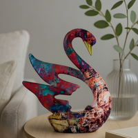 UrbanArt™ Swan Showpiece –Abstract Multicolor Resin Sculpture