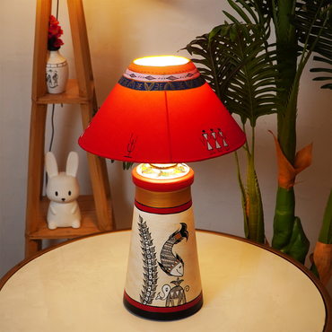 Rangriti Tribal Glow Table Lamp – Red & Gold Ethnic Shade