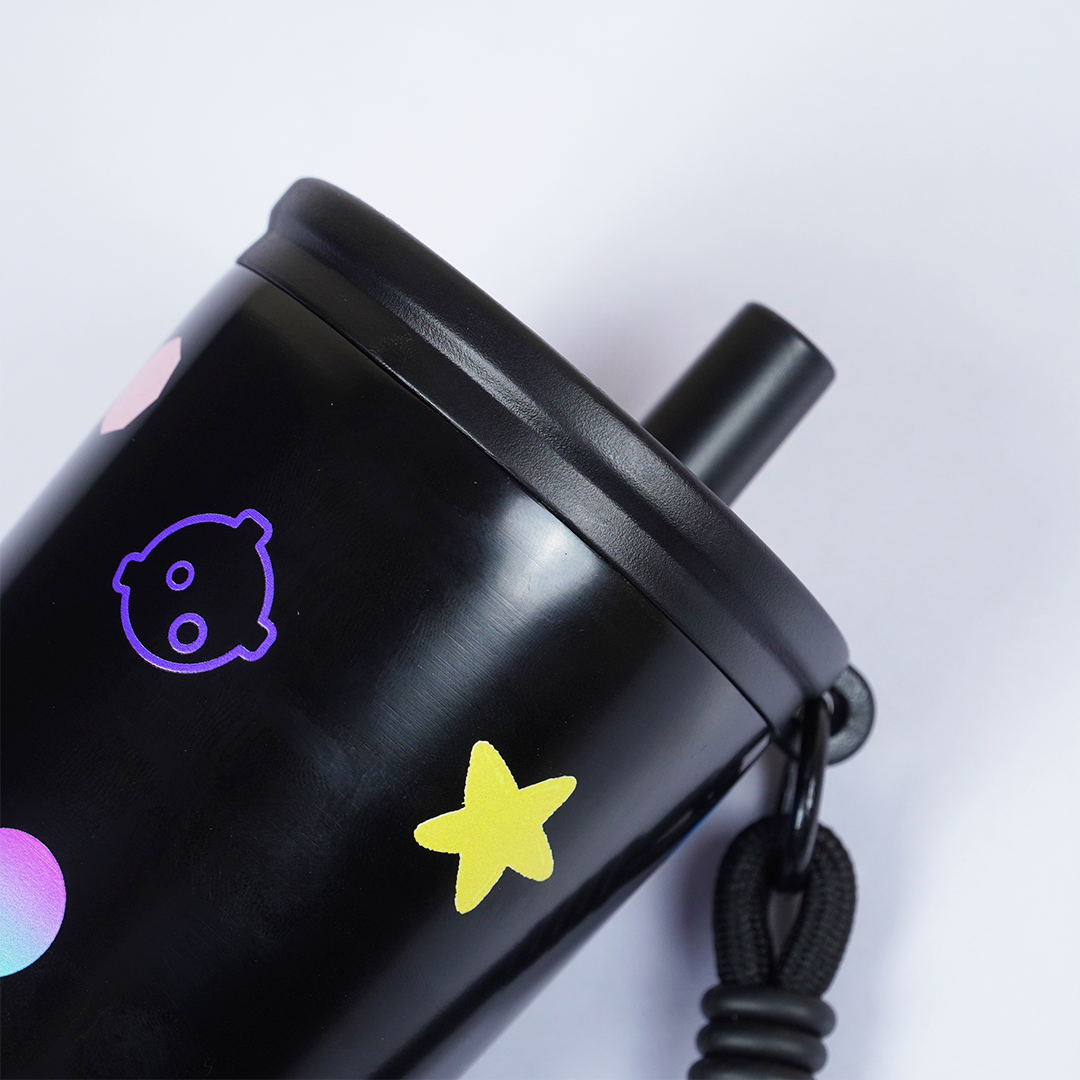 Galaxy Theme Stainless Steel Sipper Bottle with Straw