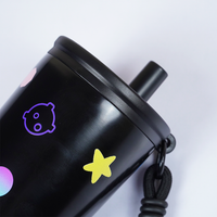 Galaxy Theme Stainless Steel Sipper Bottle with Straw