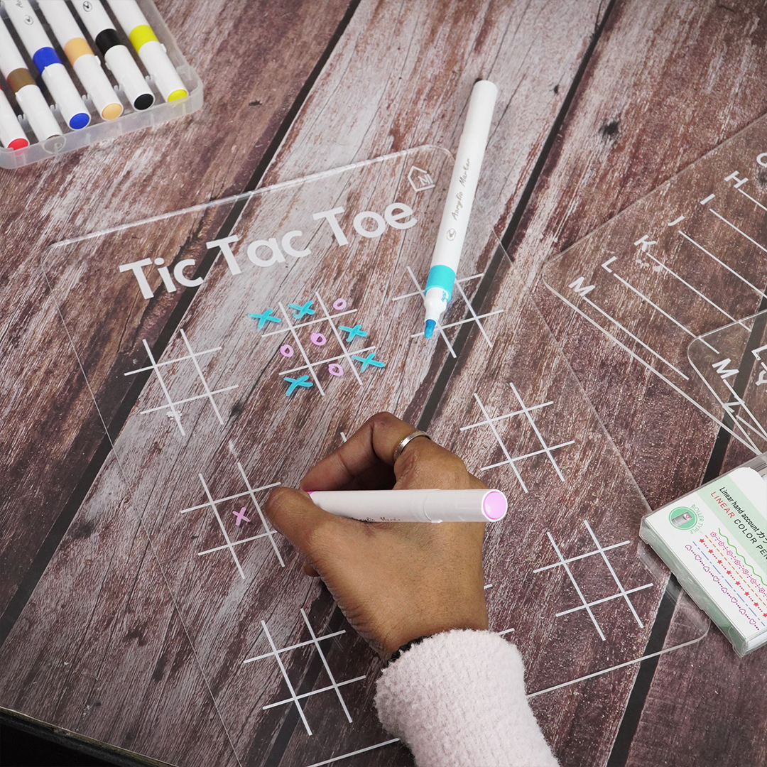 Reusable Tic Tac Toe Learning Board for Kids with pen box & Cleaning Cloth