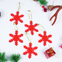 Red Snowflake Christmas Tree Hanging Ornaments - Set of 6