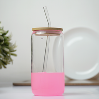 Clear Glass Tumbler with Bamboo Lid & Reusable Glass Straw