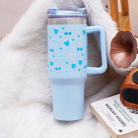 Blue Cherry & Strawberry Floral Stainless Steel Tumbler