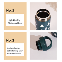 Winter Forest Design Vacuum Insulated Tumbler – 490ml Hot & Cold Stainless Steel Bottle with Carry Loop Lid