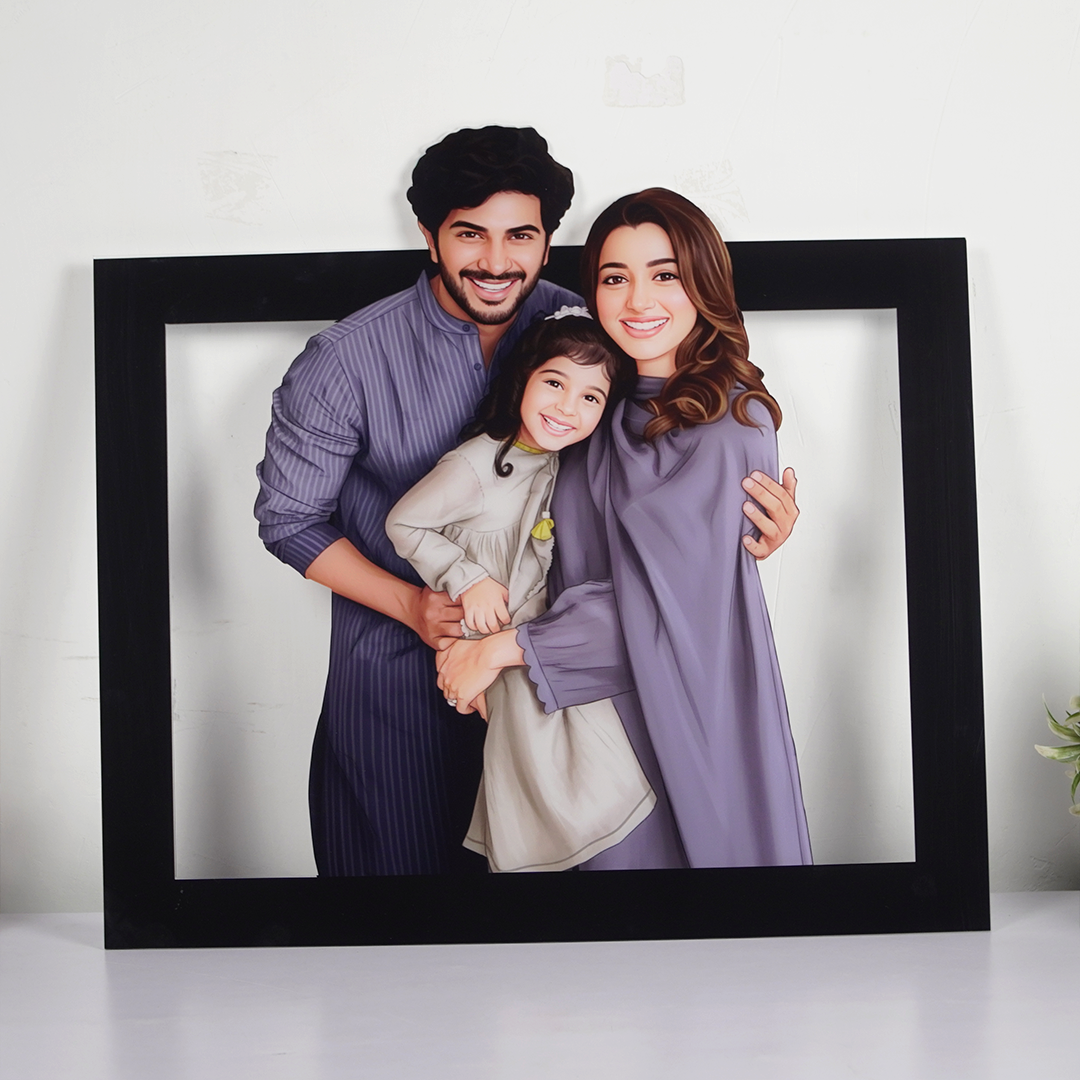 Personalized Family Photo Frame | Custom Cartoon Portrait Frame