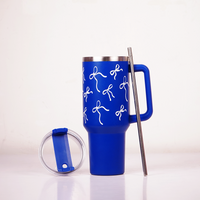 Black Butterfly Print Tumbler with Straw & Handle – Insulated Travel Tumbler (Copy)