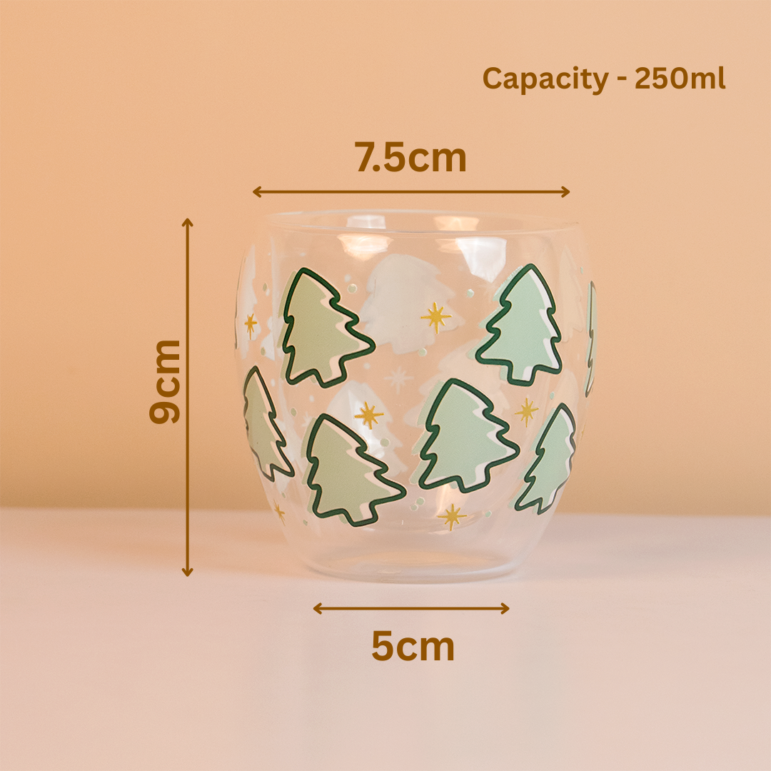 Set-2 Christmas Tree  -Double Wall Glass Mug