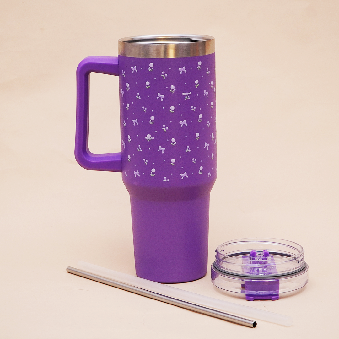 Tulip & Bow Lavender Petals Stainless Steel Tumbler