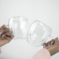 Double Wall Glass Coffee Cup with Handle