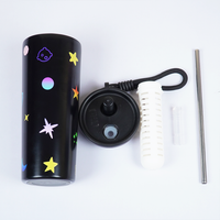 Galaxy Theme Stainless Steel Sipper Bottle with Straw