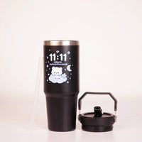 11:11 Printed Tumbler with Handle & Straw | Reusable Travel Cup | Cute Everyday Drinkware