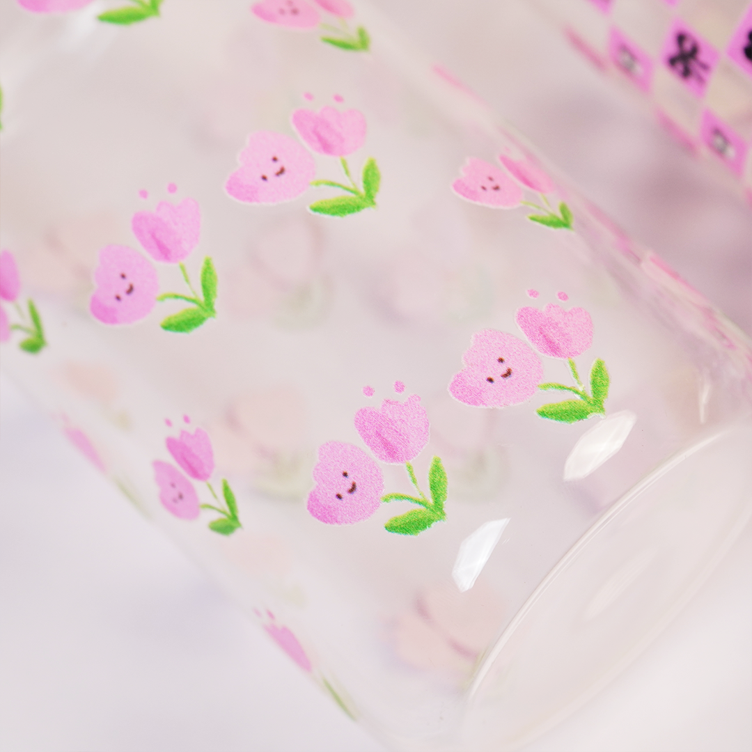 Set-2 Glass Tumbler with Bamboo Lid & Straw