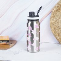 Pink Floral Stainless Steel Water Bottle