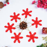 Red Snowflake Christmas Tree Hanging Ornaments - Set of 6