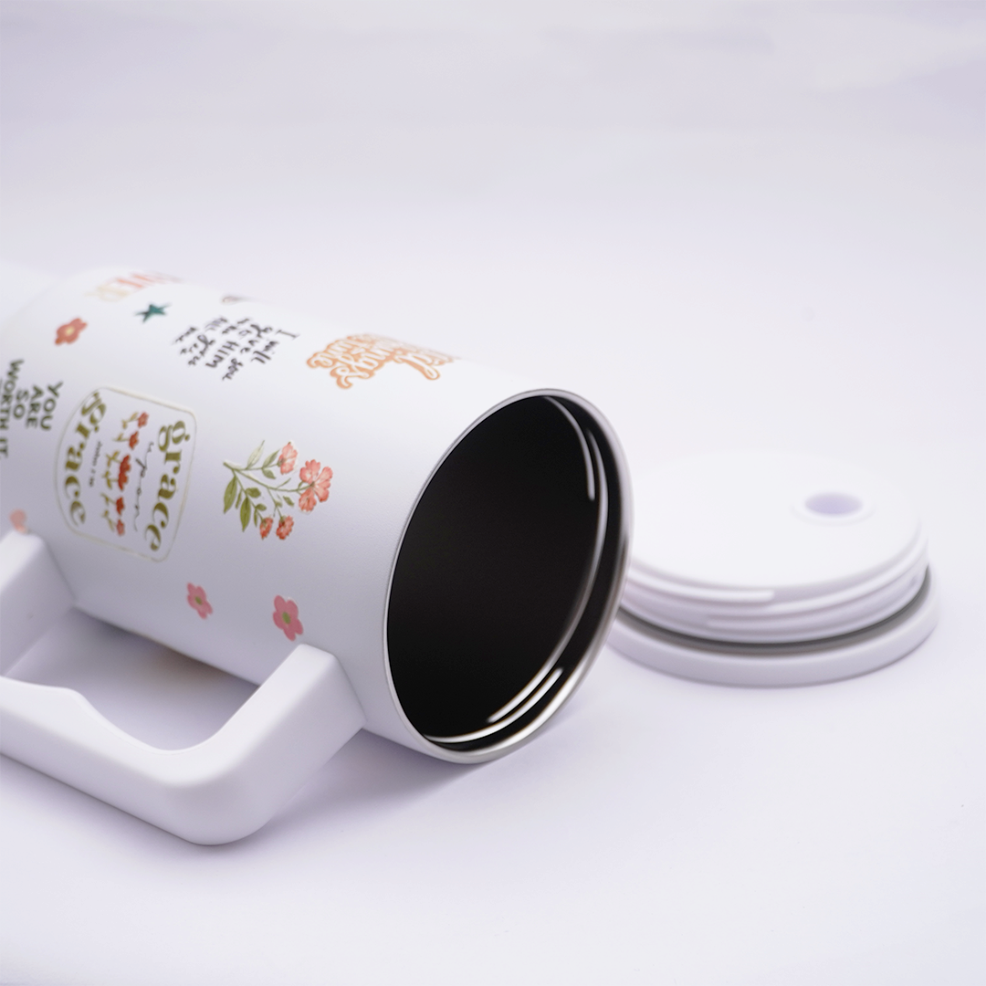 Faith & Scripture Stainless Steel Travel Tumbler with Handle & Leakproof Lid | Double Wall Vacuum Insulated Coffee Mug