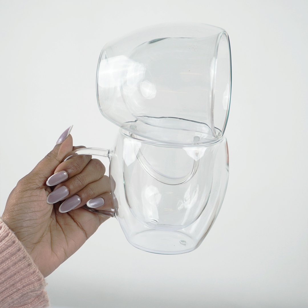 Double Wall Glass Coffee Cup with Handle
