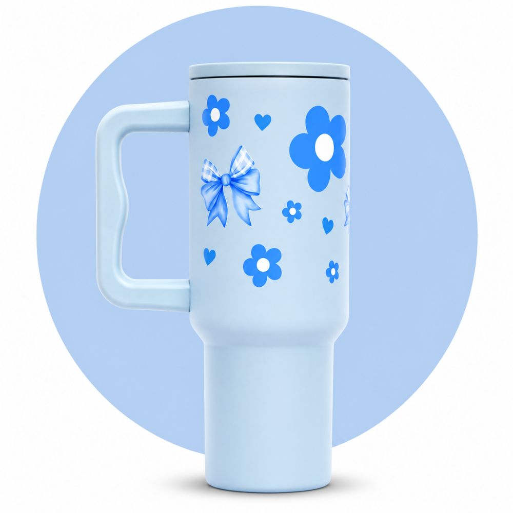 Bow with Flower 40oz Insulated Tumbler – Sky  Blue