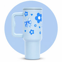 Bow with Flower 40oz Insulated Tumbler – Sky  Blue