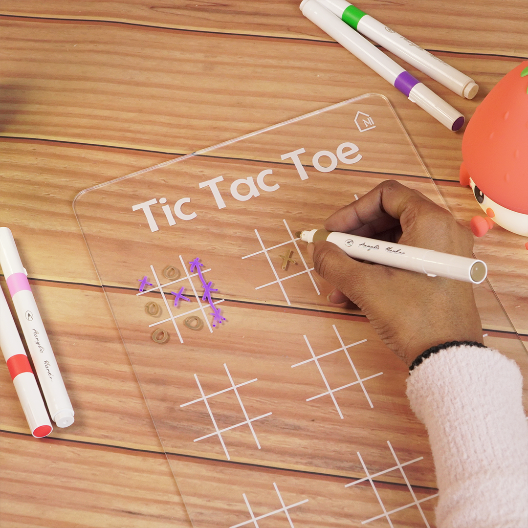 Reusable Tic Tac Toe Learning Board for Kids with pen box & Cleaning Cloth