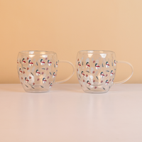 Set-2 Snowman -Double Wall Glass Mug