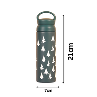 Winter Forest Design Vacuum Insulated Tumbler – 490ml Hot & Cold Stainless Steel Bottle with Carry Loop Lid