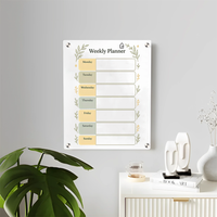 Minimal Botanical Milky Weekly Acrylic Wall Planner – Elegant & Functional Organizer