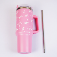Pink Insulated Tumbler with Handle & Straw