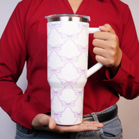 Lavender Bow in BLUE COLOR Stainless Steel Tumbler