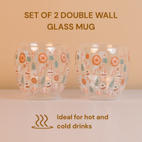 Set-2 Candy Cane & Christmas Treats  -Double Wall Glass Mug