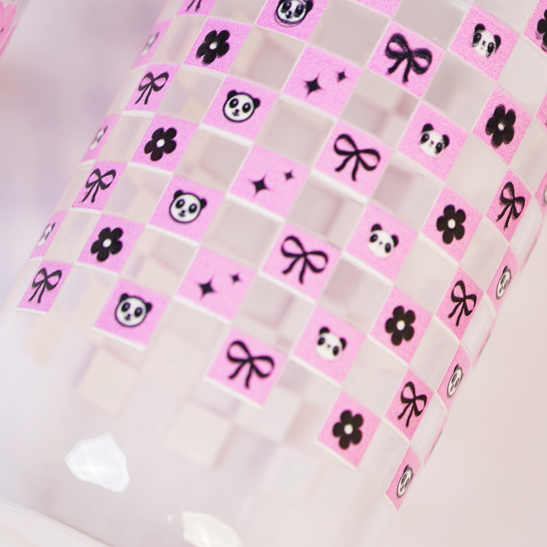 Set-2 Glass Tumbler with Bamboo Lid & Straw