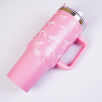 Pink Insulated Tumbler with Handle & Straw