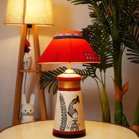 Rangriti Tribal Glow Table Lamp – Red & Gold Ethnic Shade