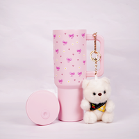 Cute Pastel Pink Tumbler with Bow, Daisy & Heart