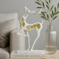 Elegant Abstract Deer Showpiece with Golden Stone Inlay