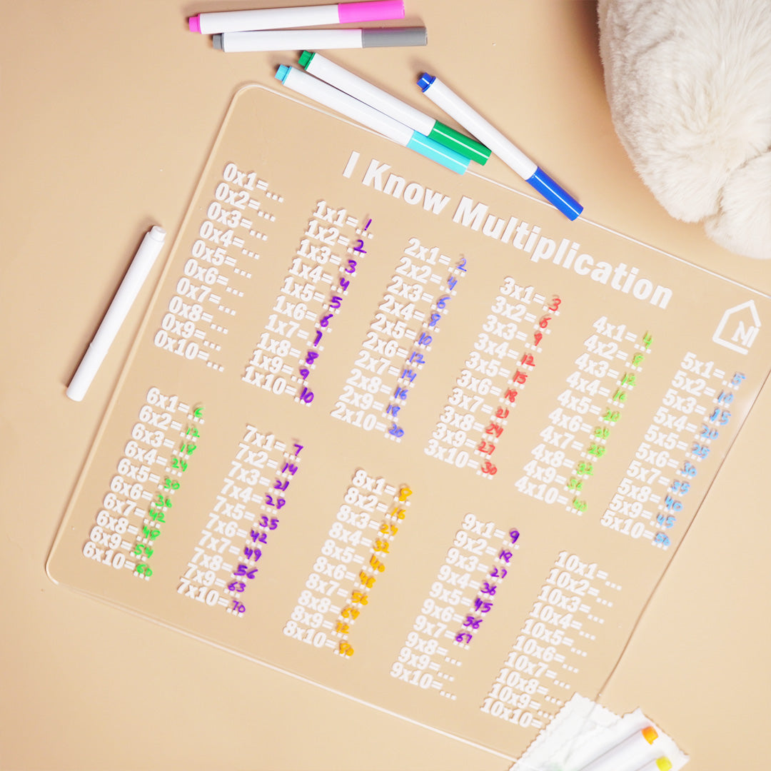 Reusable “I Know Multiplication” Practice Board for Kids | Washable Math Learning Board